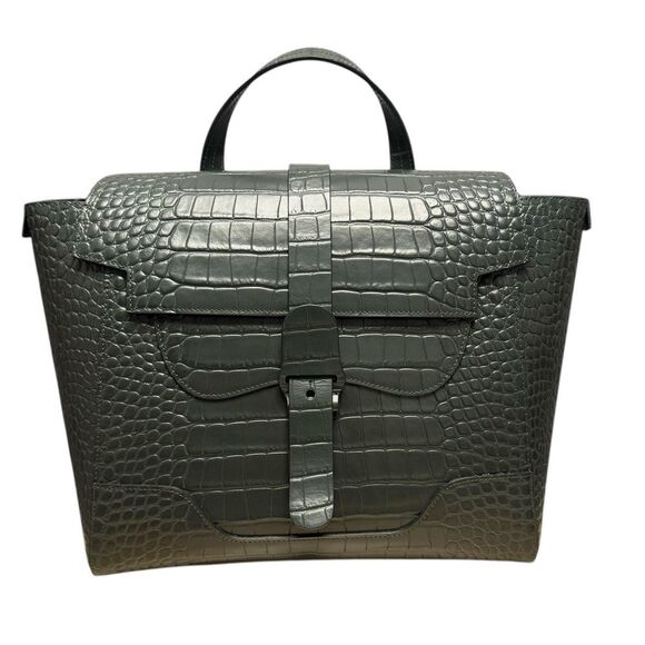 Senreve Green Croc Embossed Dragon Maestra Convertible Bag Large Structured - Picture 2 of 13